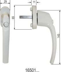 Aluminium window handle type "Sonja" with push-button