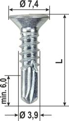 Bohrschraube verzinkt blau, rollensortiert, lange Bohrflut 3.9x16 mm ( 2000 ST ) 16 mm
