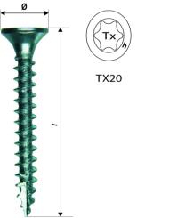 Spanplattenschraube, Senkkopf TX20-Antrieb, Löffelspitze, verzinkt blau 3.5x35 ( 1000 ST ) 