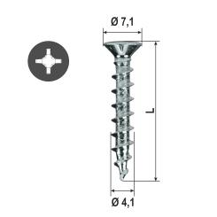 PVC Fensterbauschraube mit Senkkopf, verzinkt blau 4.1x40 mm ( 2000 ST ) 40 mm | Standard
