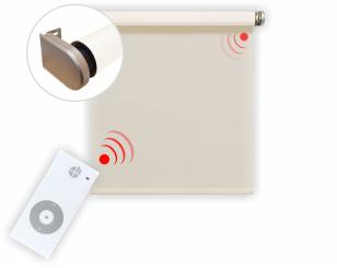 Elektrisches Rollo, beige/weiß, 3% lichtdurchlässig, inkl. Motor (230 V) & Sender, 80x250 cm ( 1 ST ) 80 x 250 cm | Beige/weiß