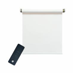 Elektrisches Verdunklungsrollo, weiß, 100% blickdicht, inkl. Motor (230 V) & Sender, 80x250 cm ( 1 ST ) 80 x 250 cm | Weiß