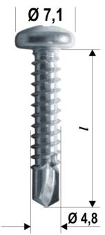 Bohrschraube Linsenkopf, Kreuzschlitz PH3, DIN 7504 N, Blechschraubengewinde, blau verzinkt 6.3x25 ( 500 ST ) 6.3 mm | 25 mm