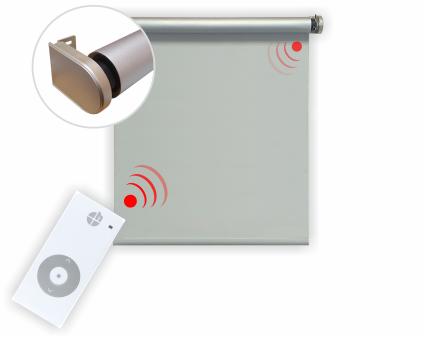 Elektrisches Verdunklungsrollo, grau/silber, 100% blickdicht, inkl. Motor (230 V) & Sender, 140x200 cm ( 1 ST ) 140 x 200 cm | Grau/silber