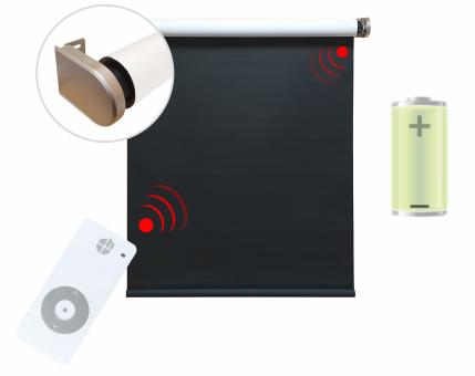 Elektrisches Rollo, schwarz/weiß, 100% blickdicht, inkl. Akku-Motor & Sender, 80x250 cm ( 1 ST ) 80 x 250 cm | Schwarz/weiß