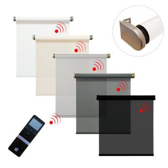 Elektrisches Rollo, 3% oder 5% transparent, inkl. Motor (230 V) & Sender, verschiedene Farben und Abmessungen 
